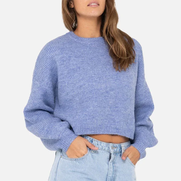 Rusty Sundae Oversized Cropped Crew Neck - Periwinkle