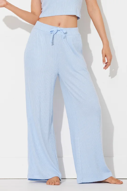 Surfside Blue Rib Hacci Lettuce Edge Pant