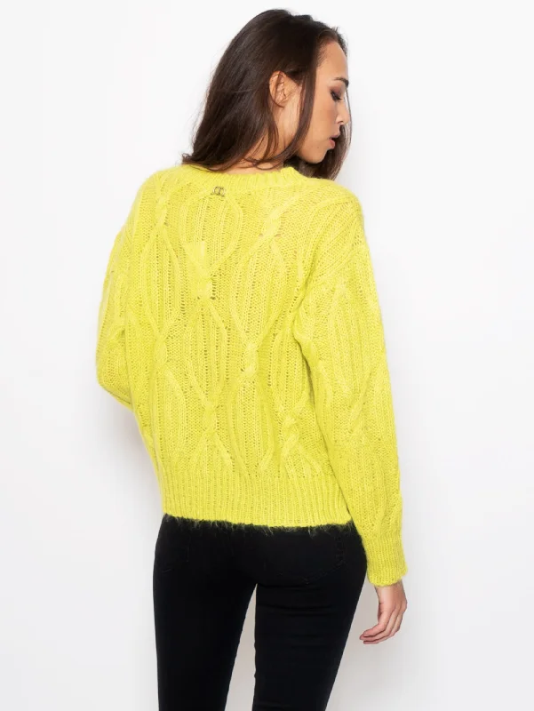 Maglia a Trecce in Mohair Kiwi Fluo