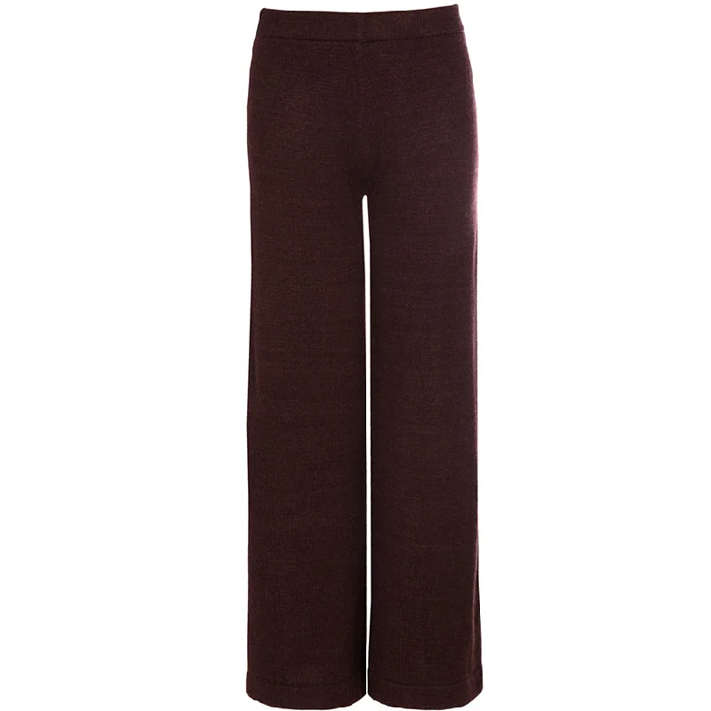 WIDE CASHMERE PANTS IN RED BROWN