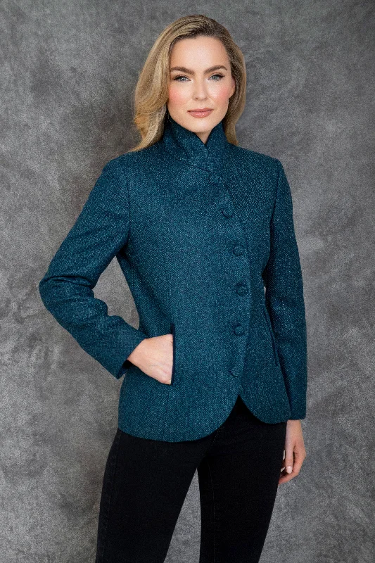 Nicole Tweed Jacket - Aqua Marine Herringbone