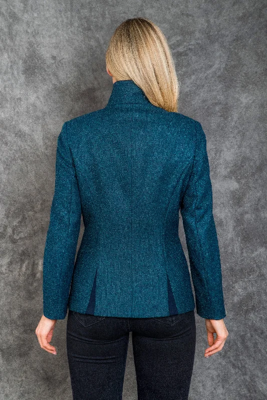 Nicole Tweed Jacket - Aqua Marine Herringbone