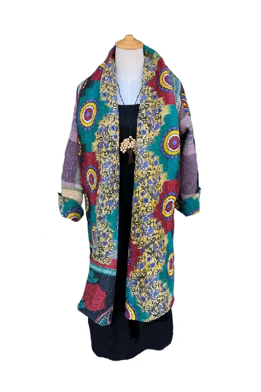 Unique Reversible Coat, Vintage Cotton - Multi/Aubergene Plaid - G